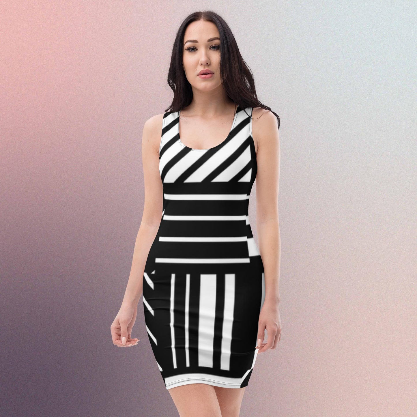 BLK WHT STRIPED DRESS